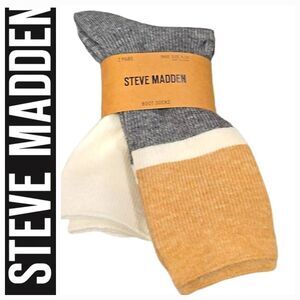 Steve Madden Solid/Striped Boot Sock- 2Pair